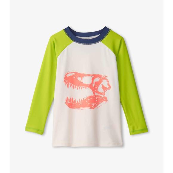 NEW HATLEY vintage dino skull rashguard in green multi - Picture 2 of 3